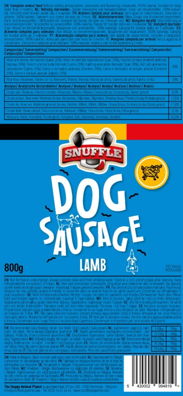 SNUFFLE hundepølse, kylling og lam